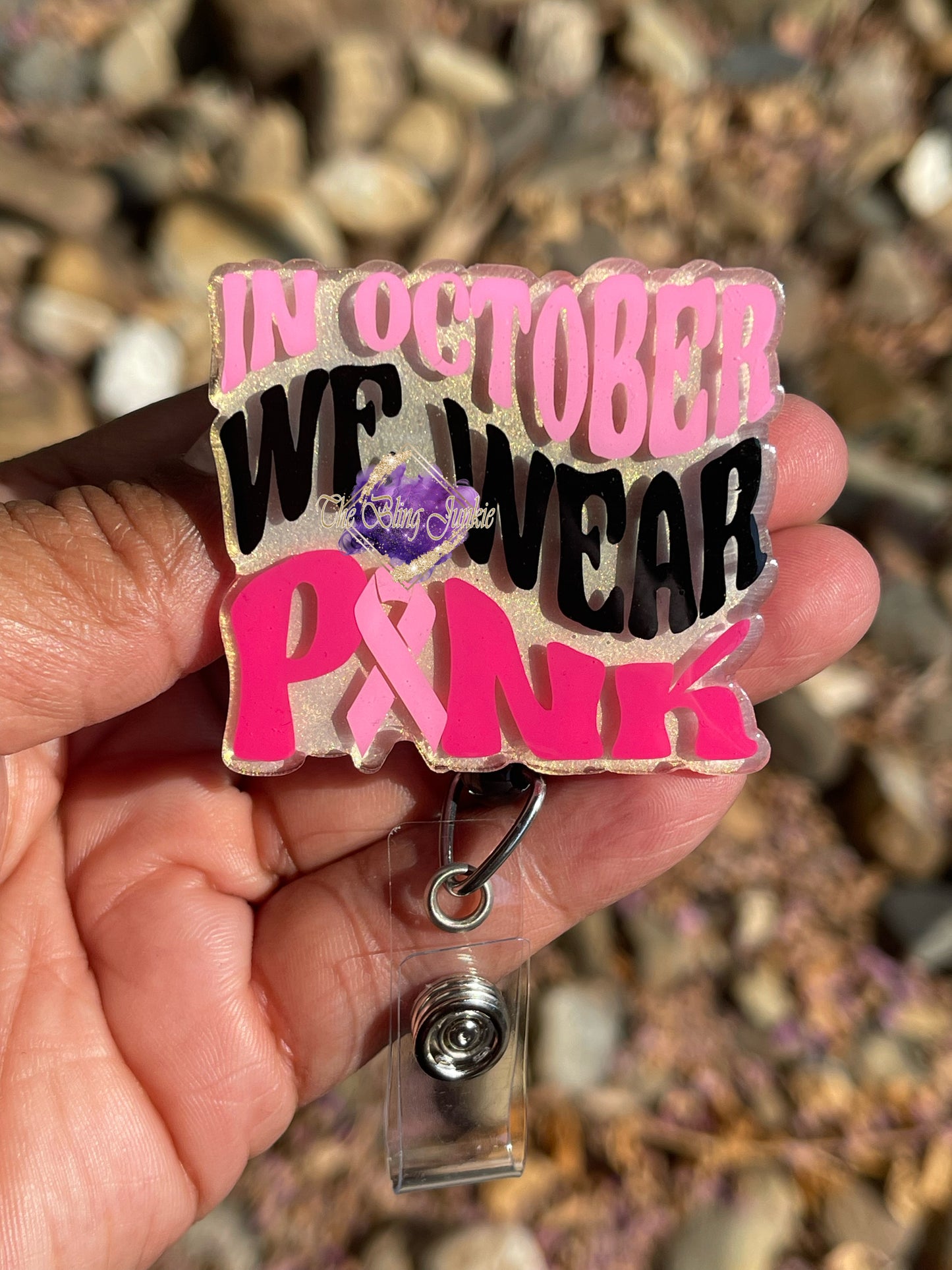 In October We Wear Pink Badge Reel