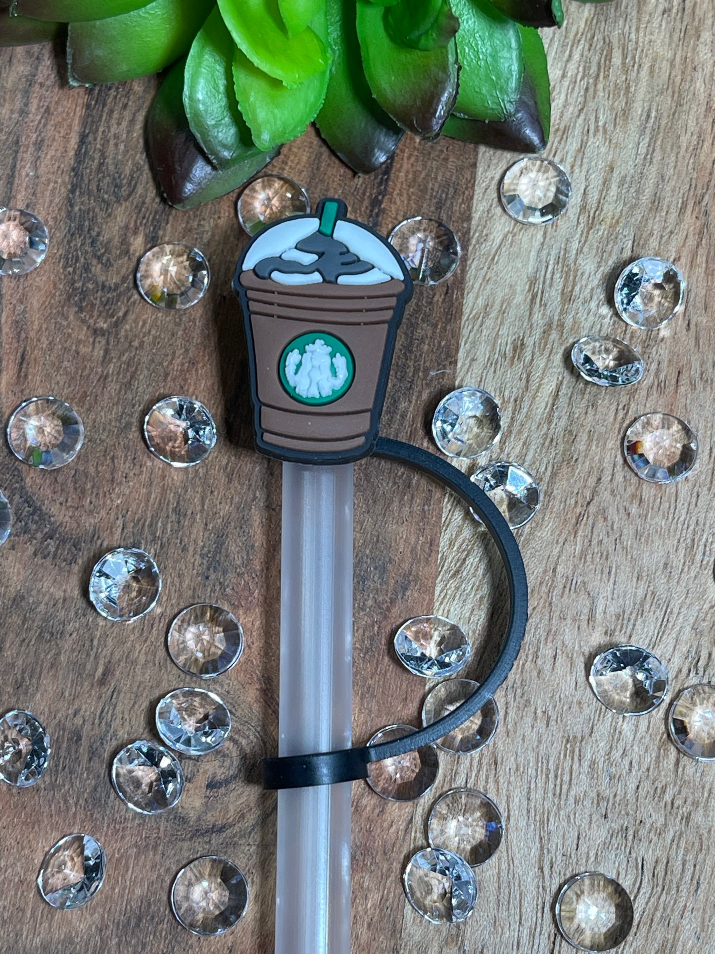 Brown Coffee Cup Straw Topper