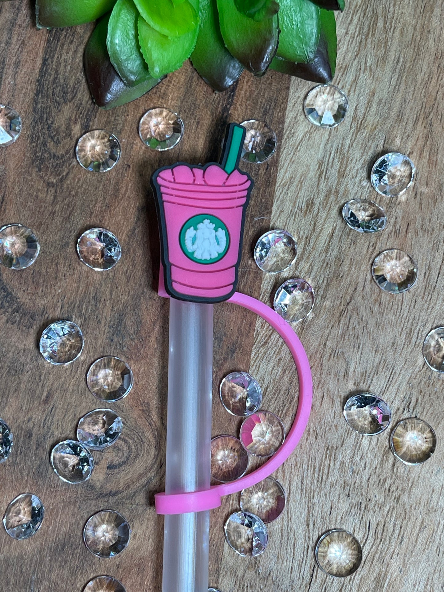 Pink Coffee Cup Straw Topper