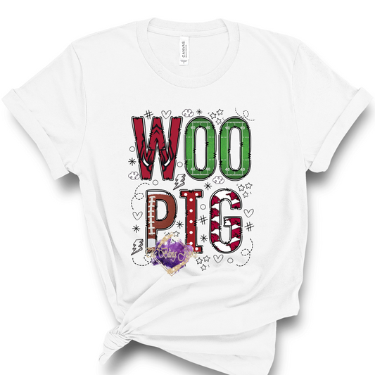 WOO PigFootball T-shirt, Hogs T-shirt